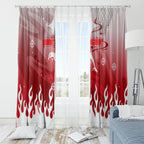 Personalized Dolphins Window Curtain Y2K Grunge Aesthetic With Cyber Flames and Starburst Graphics