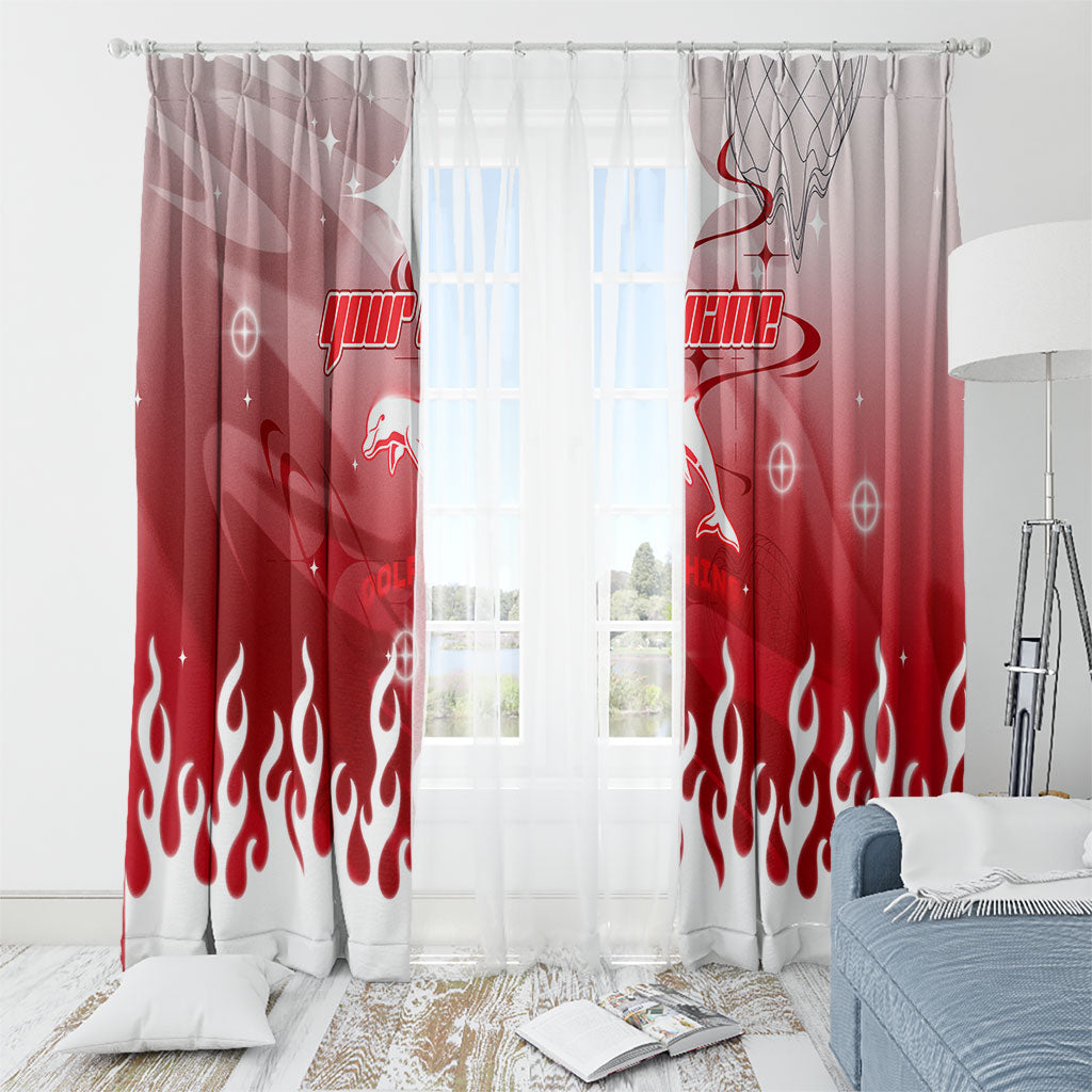 Personalized Dolphins Window Curtain Y2K Grunge Aesthetic With Cyber Flames and Starburst Graphics