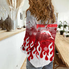 Personalized Dolphins Women Casual Shirt Y2K Grunge Aesthetic With Cyber Flames and Starburst Graphics