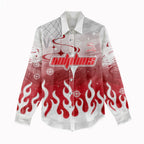 Personalized Dolphins Women Casual Shirt Y2K Grunge Aesthetic With Cyber Flames and Starburst Graphics