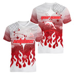 Personalized Dolphins Women V-Neck T-Shirt Y2K Grunge Aesthetic With Cyber Flames and Starburst Graphics