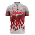 Personalized Dolphins Zipper Polo Shirt Y2K Grunge Aesthetic With Cyber Flames and Starburst Graphics