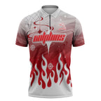 Personalized Dolphins Zipper Polo Shirt Y2K Grunge Aesthetic With Cyber Flames and Starburst Graphics