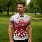 Personalized Dolphins Zipper Polo Shirt Y2K Grunge Aesthetic With Cyber Flames and Starburst Graphics