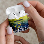 Personalized North Queensland Cowboys AirPods Case Y2K Grunge Aesthetic With Cyber Flames and Starburst Graphics