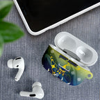Personalized North Queensland Cowboys AirPods Case Y2K Grunge Aesthetic With Cyber Flames and Starburst Graphics