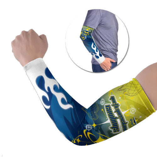 Personalized North Queensland Cowboys Arm Sleeves Y2K Grunge Aesthetic With Cyber Flames and Starburst Graphics