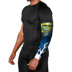 Personalized North Queensland Cowboys Arm Sleeves Y2K Grunge Aesthetic With Cyber Flames and Starburst Graphics