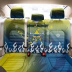 Personalized North Queensland Cowboys Back Car Seat Cover Y2K Grunge Aesthetic With Cyber Flames and Starburst Graphics
