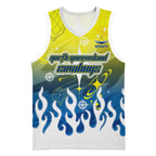 Personalized North Queensland Cowboys Basketball Jersey Y2K Grunge Aesthetic With Cyber Flames and Starburst Graphics