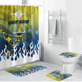 Personalized North Queensland Cowboys Bathroom Set Y2K Grunge Aesthetic With Cyber Flames and Starburst Graphics