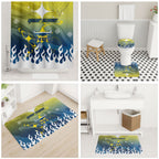 Personalized North Queensland Cowboys Bathroom Set Y2K Grunge Aesthetic With Cyber Flames and Starburst Graphics