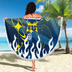 Personalized North Queensland Cowboys Beach Blanket Y2K Grunge Aesthetic With Cyber Flames and Starburst Graphics