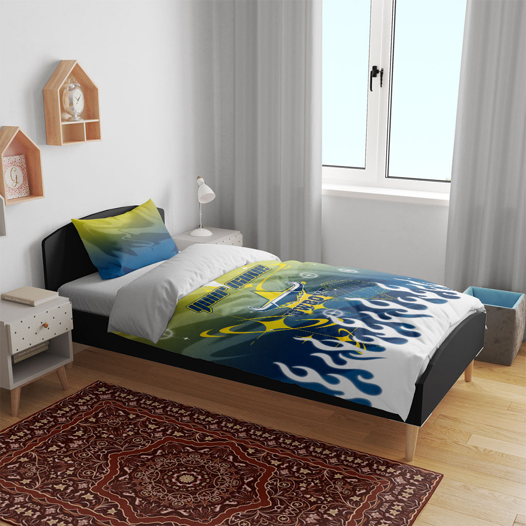 Personalized North Queensland Cowboys Bedding Set Y2K Grunge Aesthetic With Cyber Flames and Starburst Graphics