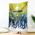 Personalized North Queensland Cowboys Blanket Y2K Grunge Aesthetic With Cyber Flames and Starburst Graphics