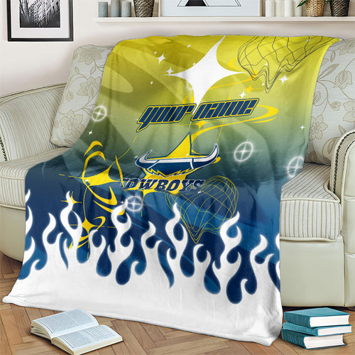 Personalized North Queensland Cowboys Blanket Y2K Grunge Aesthetic With Cyber Flames and Starburst Graphics