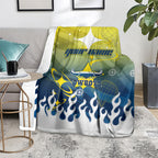 Personalized North Queensland Cowboys Blanket Y2K Grunge Aesthetic With Cyber Flames and Starburst Graphics