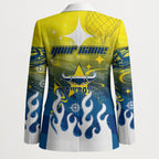 Personalized North Queensland Cowboys Blazer Y2K Grunge Aesthetic With Cyber Flames and Starburst Graphics