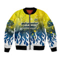 Personalized North Queensland Cowboys Bomber Jacket Y2K Grunge Aesthetic With Cyber Flames and Starburst Graphics