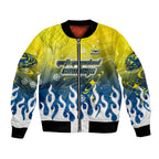 Personalized North Queensland Cowboys Bomber Jacket Y2K Grunge Aesthetic With Cyber Flames and Starburst Graphics