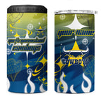 Personalized North Queensland Cowboys 4 in 1 Can Cooler Tumbler Y2K Grunge Aesthetic With Cyber Flames and Starburst Graphics