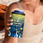 Personalized North Queensland Cowboys 4 in 1 Can Cooler Tumbler Y2K Grunge Aesthetic With Cyber Flames and Starburst Graphics