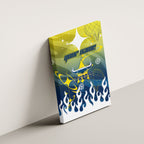 Personalized North Queensland Cowboys Canvas Wall Art Y2K Grunge Aesthetic With Cyber Flames and Starburst Graphics