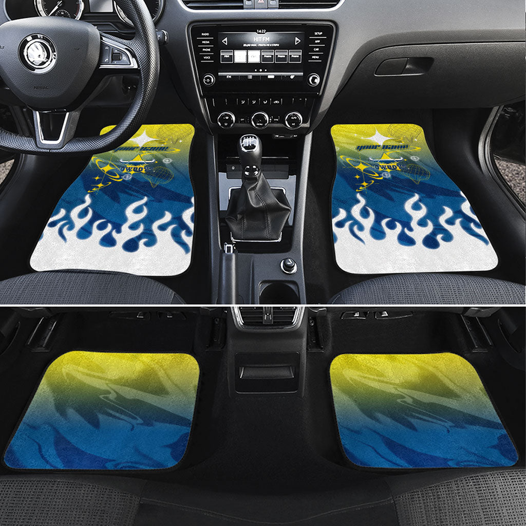 Personalized North Queensland Cowboys Car Mats Y2K Grunge Aesthetic With Cyber Flames and Starburst Graphics