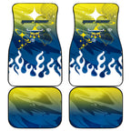 Personalized North Queensland Cowboys Car Mats Y2K Grunge Aesthetic With Cyber Flames and Starburst Graphics