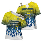 Personalized North Queensland Cowboys Cross Shoulder Shirt Y2K Grunge Aesthetic With Cyber Flames and Starburst Graphics
