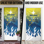Personalized North Queensland Cowboys Door Cover Y2K Grunge Aesthetic With Cyber Flames and Starburst Graphics