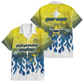 Personalized North Queensland Cowboys Family Matching Off The Shoulder Long Sleeve Dress and Hawaiian Shirt Y2K Grunge Aesthetic With Cyber Flames and Starburst Graphics
