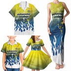 Personalized North Queensland Cowboys Family Matching Tank Maxi Dress and Hawaiian Shirt Y2K Grunge Aesthetic With Cyber Flames and Starburst Graphics