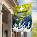 Personalized North Queensland Cowboys Garden Flag Y2K Grunge Aesthetic With Cyber Flames and Starburst Graphics