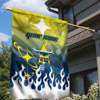 Personalized North Queensland Cowboys Garden Flag Y2K Grunge Aesthetic With Cyber Flames and Starburst Graphics