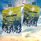 Personalized North Queensland Cowboys Garden Flag Y2K Grunge Aesthetic With Cyber Flames and Starburst Graphics