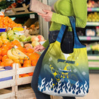 Personalized North Queensland Cowboys Grocery Bag Y2K Grunge Aesthetic With Cyber Flames and Starburst Graphics