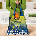 Personalized North Queensland Cowboys Grocery Bag Y2K Grunge Aesthetic With Cyber Flames and Starburst Graphics
