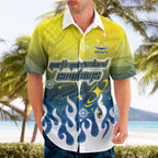 Personalized North Queensland Cowboys Hawaiian Shirt Y2K Grunge Aesthetic With Cyber Flames and Starburst Graphics