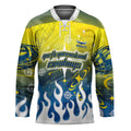 Personalized North Queensland Cowboys Hockey Jersey Y2K Grunge Aesthetic With Cyber Flames and Starburst Graphics