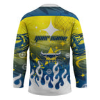 Personalized North Queensland Cowboys Hockey Jersey Y2K Grunge Aesthetic With Cyber Flames and Starburst Graphics
