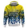 Personalized North Queensland Cowboys Hoodie Y2K Grunge Aesthetic With Cyber Flames and Starburst Graphics
