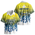 Personalized North Queensland Cowboys Kid Hawaiian Shirt Y2K Grunge Aesthetic With Cyber Flames and Starburst Graphics