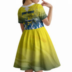 Personalized North Queensland Cowboys Kid Short Sleeve Dress Y2K Grunge Aesthetic With Cyber Flames and Starburst Graphics