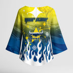 Personalized North Queensland Cowboys Kimono Sleeve Blouse Y2K Grunge Aesthetic With Cyber Flames and Starburst Graphics
