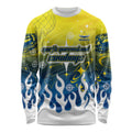 Personalized North Queensland Cowboys Long Sleeve Shirt Y2K Grunge Aesthetic With Cyber Flames and Starburst Graphics