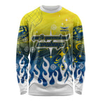 Personalized North Queensland Cowboys Long Sleeve Shirt Y2K Grunge Aesthetic With Cyber Flames and Starburst Graphics