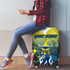 Personalized North Queensland Cowboys Luggage Cover Y2K Grunge Aesthetic With Cyber Flames and Starburst Graphics