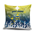 Personalized North Queensland Cowboys Pillow Cover Y2K Grunge Aesthetic With Cyber Flames and Starburst Graphics