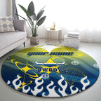 Personalized North Queensland Cowboys Round Carpet Y2K Grunge Aesthetic With Cyber Flames and Starburst Graphics